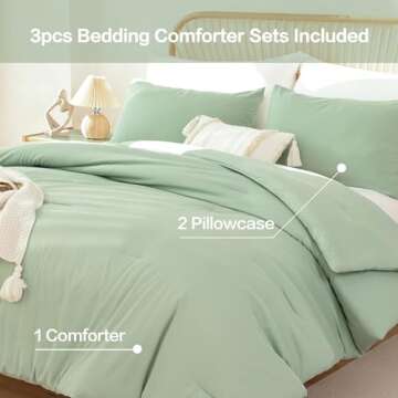 ROSGONIA King Size Sage Green Comforter Set - Lightweight & Stylish