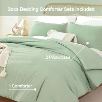 ROSGONIA King Size Sage Green Comforter Set - Lightweight & Stylish