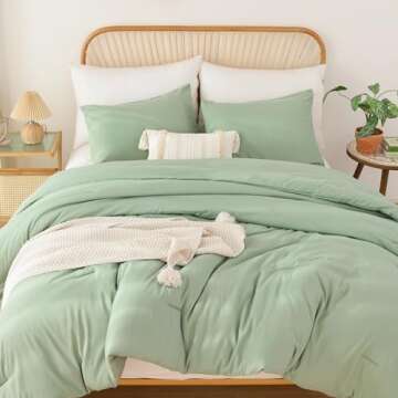 ROSGONIA King Size Sage Green Comforter Set - Lightweight & Stylish