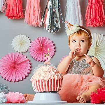 BBTO Number 2 Birthday Candle Pink Birthday Candle Girl with 10 Pieces Pink Candles Long Thin Cupcake Candles in Holders for Cake Topper Birthday Baking Decor Supplies