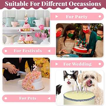 BBTO Number 2 Birthday Candle Pink Birthday Candle Girl with 10 Pieces Pink Candles Long Thin Cupcake Candles in Holders for Cake Topper Birthday Baking Decor Supplies