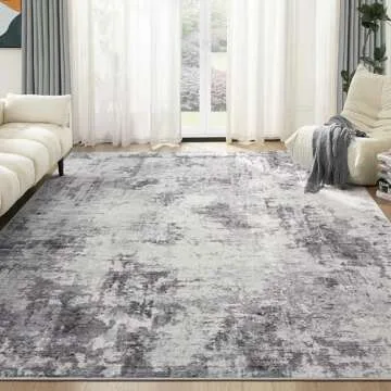 TARANCH Washable Area Rug - Soft Abstract Design in Grey