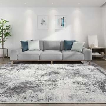TARANCH Washable Area Rug - Soft Abstract Design in Grey