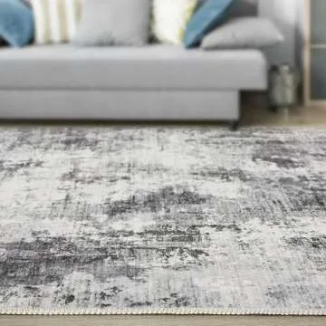 TARANCH Washable Area Rug - Soft Abstract Design in Grey
