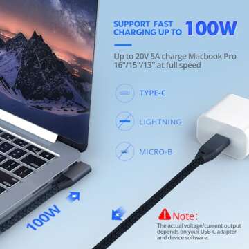 Right Angle USB C Cable 6 inch, 0.5ft Short USB C to USB C 90 Degree Cable 100W, USB C 3.2 Gen2x2 20...