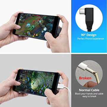Right Angle USB C Cable 6 inch, 0.5ft Short USB C to USB C 90 Degree Cable 100W, USB C 3.2 Gen2x2 20Gbps 4K Video, Type C to C Charger Cord for iPhone 16 15 Pro Max iPad MacBook Galaxy S24 Ultra