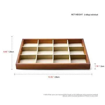 Oirlv 12 Grids Wood Jewelry Organizer Tray Stackable Jewelry Drawer Tray Bracelet/Watch Showcase Display Storage(Creamy-white)