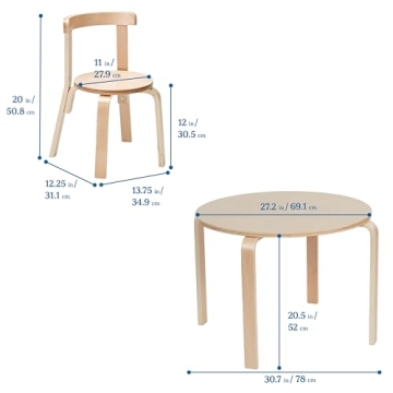 ECR4Kids Round Table & Chairs Set for Kids - Perfect Playroom Furniture