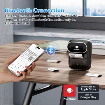 Phomemo Label Maker Machine- M108 Bluetooth Thermal Label Makers for Small Business, Home, Office, 2 Inch Barcode Label Printer with 300+ Templates, for Address/Logo/Clothing Label, Black