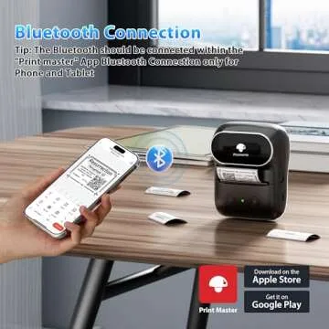 Phomemo Label Maker Machine- M108 Bluetooth Thermal Label Makers for Small Business, Home, Office, 2 Inch Barcode Label Printer with 300+ Templates, for Address/Logo/Clothing Label, Black