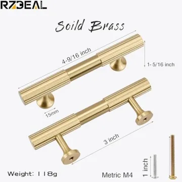 RZDEAL 4pcs Solid Brass Gold Cabinet Pulls for All