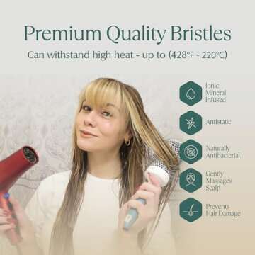 Round Brush for Blow Drying - Extra Small Ceramic Thermal Ionic Roller Brush for Sleek, Salon Blowout - Lightweight Round Hair Brush for Precise Styling and Manageable Hair (Bristle 1.7in, Barrel 1in)