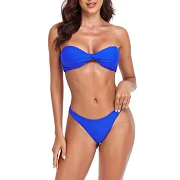 Stylish RELLECIGA Twist Front Bandeau Bikini Swimsuit