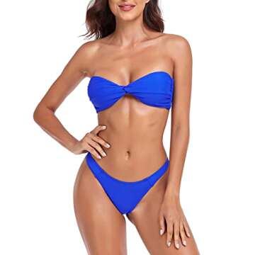Stylish RELLECIGA Twist Front Bandeau Bikini Swimsuit