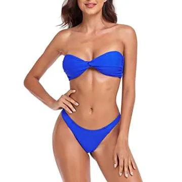 Stylish RELLECIGA Twist Front Bandeau Bikini Swimsuit