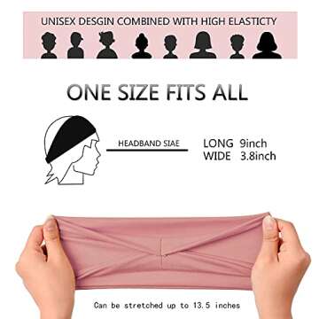 Jesries Women's Workout Headbands Non Slip Sport Sweatbands Yoga Hairbands for Travel Fitness Athlet...