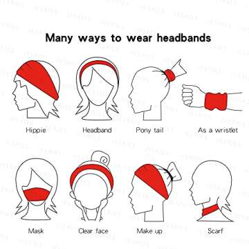 Jesries Women's Workout Headbands Non Slip Sport Sweatbands Yoga Hairbands for Travel Fitness Athletic Elastic Moisture Wicking for Girls