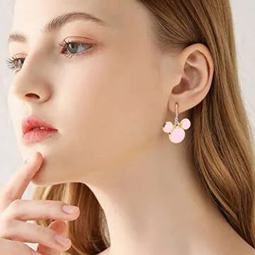 CCOZN 40 Pcs Mouse Charms, 5 Colors Mouse Head Pendant Key Ring Colorful Acrylic Mouse Beads for Women Girls DIY Crafting Cartoon Mouse Keychains with Box