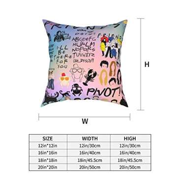 Friends TV Show Pillow Case Cushion Central Perk Pivot How You Doin I'll Be There for You Pillow Covers Protector Room Home Decoration Friends Merchandise Fans Holiday Party Birthday Gifts (20"x20" )