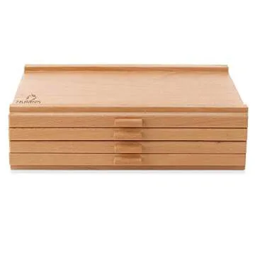 7 Elements 4 Drawer Wooden Artist Storage Supply Box for Pastels, Pencils, Pens, Markers, Brushes and Tools