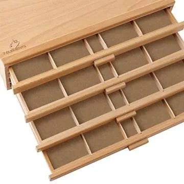 7 Elements 4 Drawer Wooden Artist Storage Supply Box for Pastels, Pencils, Pens, Markers, Brushes and Tools