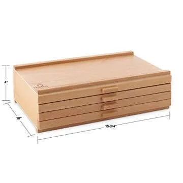 7 Elements 4 Drawer Wooden Artist Storage Supply Box for Pastels, Pencils, Pens, Markers, Brushes and Tools