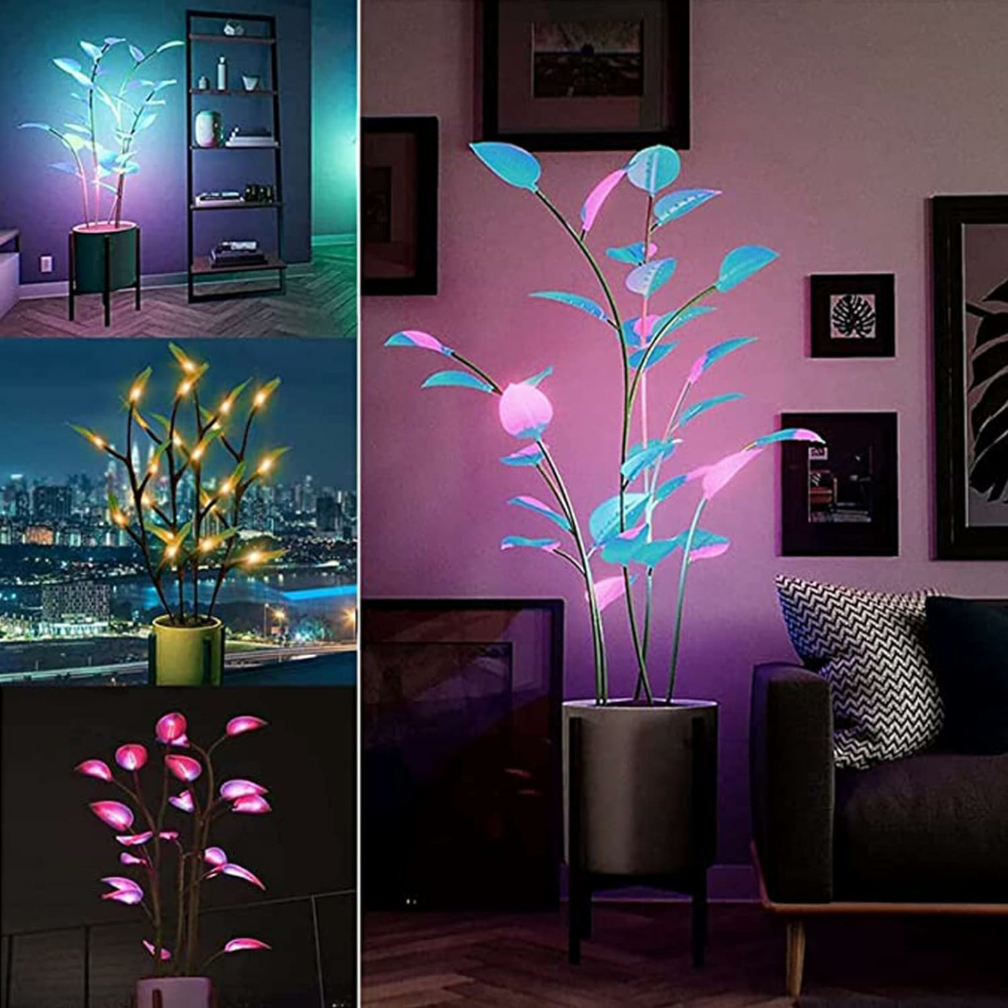 Color-Changing LED Potted Plant for Home Ambiance