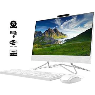 HP 2022 All-in-One Desktop, 21.5" FHD Display, Intel Celeron J4025 Processor, 16GB RAM, 512GB PCIe SSD, Webcam, HDMI, RJ-45, Wired Keyboard&Mouse, WiFi, Windows 11 Home, White