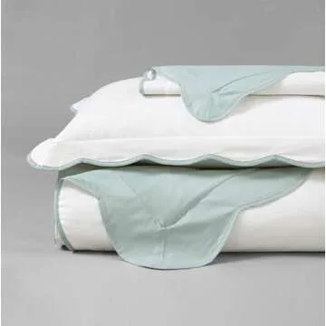 Lush Decor Coastal Chic Scallop Edge Duvet Blue/White 3 Piece Set King - Soft Elegant Affordable Luxury Duvet Set