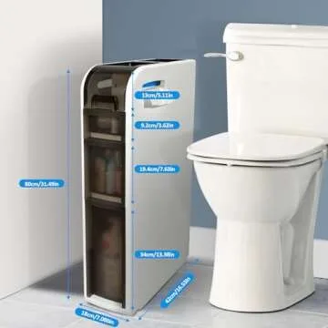 BAISRGS 3-Tier Bathroom Floor Cabinet, Narrow Bathroom Storage Cabinet, Mobile and No Installation Required, Perfect for Small Space Laundry Rooms, Toilet Areas, and Living Room Gaps