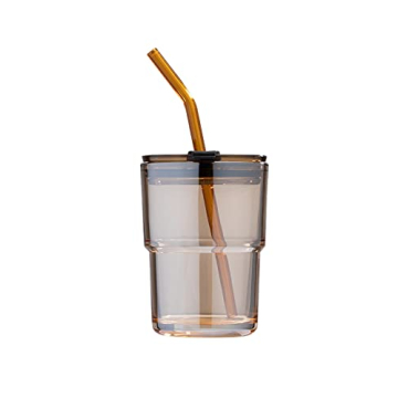 BLUEPOLAR 13oz Amber Tumbler - Eco-Friendly Glass Cup with Straw