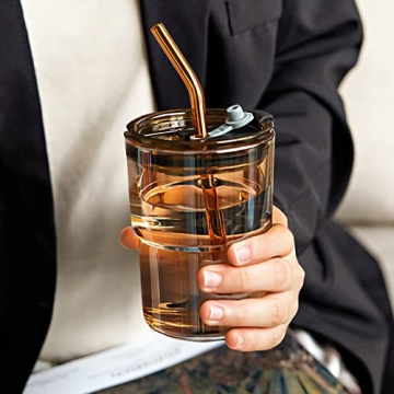 BLUEPOLAR Amber Tumbler with Straw and Lid for Coffee