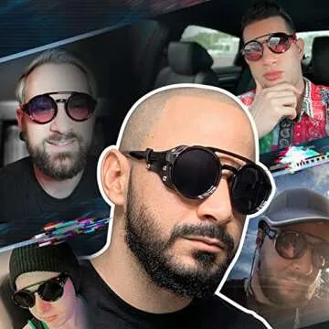 FEISEDY Retro Round Steampunk Sunglasses - Vintage Chic Eyewear for Everyone