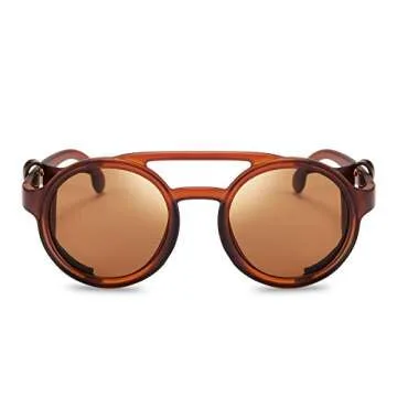 FEISEDY Retro Round Steampunk Sunglasses for All