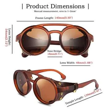 FEISEDY Retro Round Steampunk Sunglasses for All