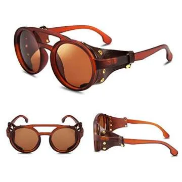 FEISEDY Retro Round Steampunk Sunglasses for All
