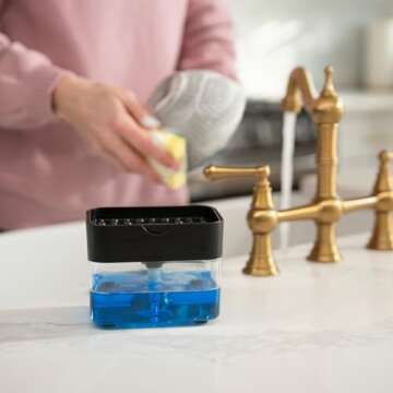 S&T INC. Dish Soap Dispenser and Sponge Holder - 13 oz