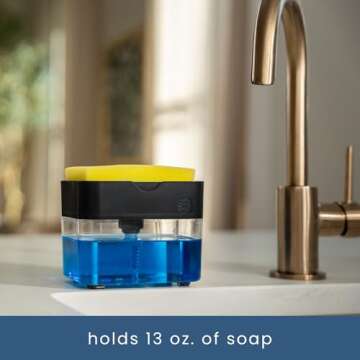 S&T INC. Dish Soap Dispenser and Sponge Holder - 13 oz