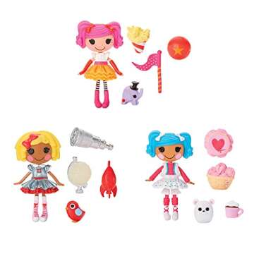 Lalaloopsy Mini Craft Fair Dolls & Pets - 3-Pack with Peanut Big Top, Mittens Fluff, Dot Starlight, Accessories & Playset