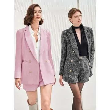 Cicy Bell Women's Tweed Blazer Shorts Set for Business