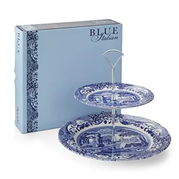 Spode Blue Italian 2 Tier Cake Stand for Elegant Presentations