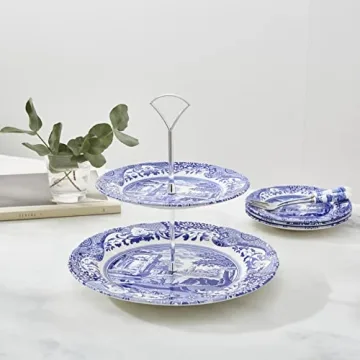 Spode Blue Italian 2 Tier Cake Stand for Elegant Presentations