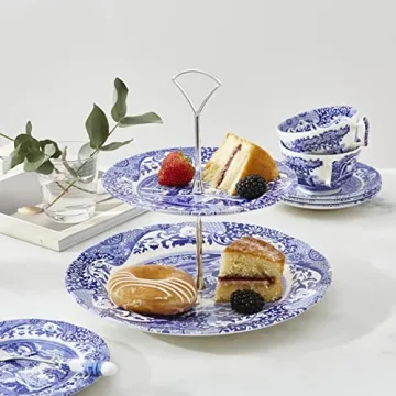 Spode Blue Italian 2 Tier Cake Stand for Elegant Presentations