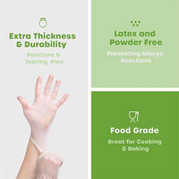 Comfy Package [100 Count Disposable Vinyl Gloves, Powder Free, Latex Free, Clear Gloves for Cooking and cleaning