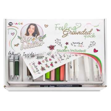 Pentel Carrie Walker Feeling Grounded Journaling Kit - 14 Pieces with Gel Pens and Brush Markers