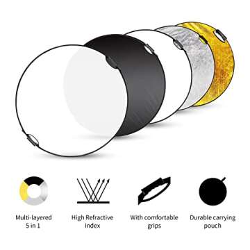 Selens 32 Inch (80cm) Reflector Photography, Collapsible Light Reflector with Carrying Case, 5 in 1 ...