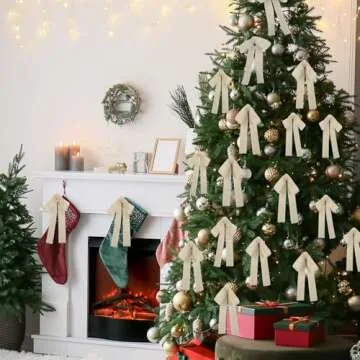 Glitinsel 24 Pcs Velvet Bows for Christmas and Party Decor