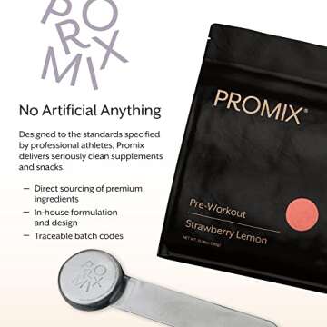 Promix Pre-Workout Powder, Strawberry Lemon - Maximize Focus & Performance - Helps Muscle Gain, Endurance & Enhanced Energy - Vitamin B12, Caffeine, Beta-Alanine & L-Tyrsosine - Gluten & Dairy-Free