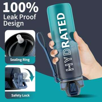 QLUR 32oz Motivational Water Bottle with Straw