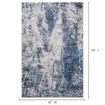 Area Rug Living Room Rugs: 5x7 Large Soft Indoor Carpet Modern Abstract Decor Rug with Non Slip Rubb...
